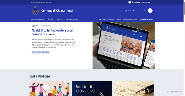 Security scan screenshot of https://comune.chiaramonti.ss.it/