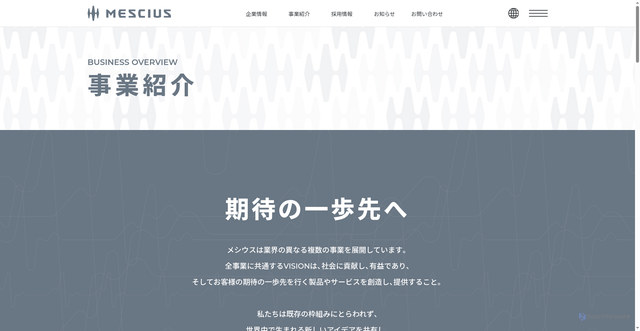 Security scan screenshot of https://mescius.jp