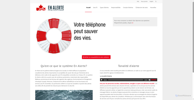 Security scan screenshot of https://enalerte.ca/
