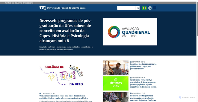 Security scan screenshot of https://www.ufes.br/
