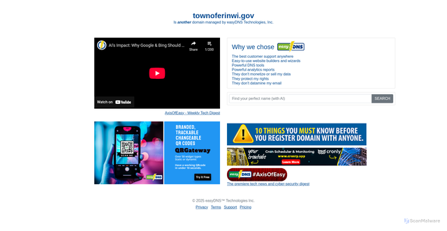 Security scan screenshot of http://townoferinwi.gov/