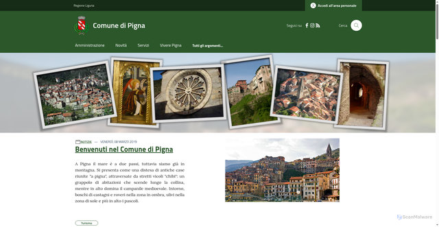 Security scan screenshot of https://www.comune.pigna.im.it/