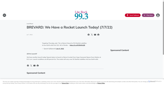 Security scan screenshot of https://literock993.iheart.com/content/2022-07-07-brevard-we-have-a-rocket-launch-today-7722/