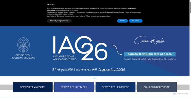 Security scan screenshot of https://www.ordineavvocatimilano.it/