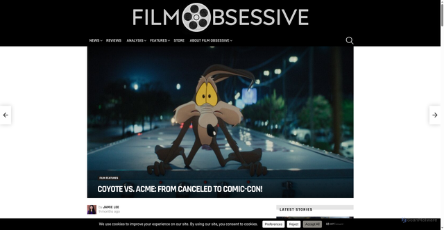 Security scan screenshot of https://filmobsessive.com/film/film-features/coyote-vs-acme-from-canceled-to-comic-con/