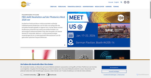 Security scan screenshot of https://www.fbh-berlin.de/