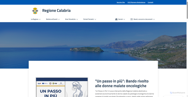Security scan screenshot of https://www.regione.calabria.it/