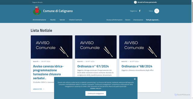 Security scan screenshot of https://comune.catignano.pe.it/