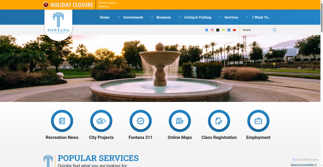 Security scan screenshot of https://www.fontanaca.gov/
