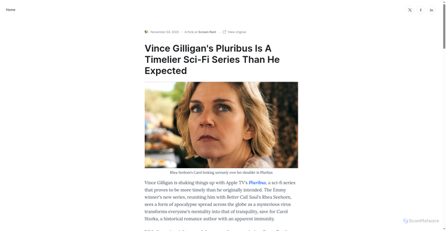 Security scan screenshot of https://authory.com/GrantHermanns/Vince-Gilligans-Pluribus-Is-A-Timelier-Sci-Fi-Series-Than-He-Expected-a43ea9338bcb149b3b70d048f5846f7ac