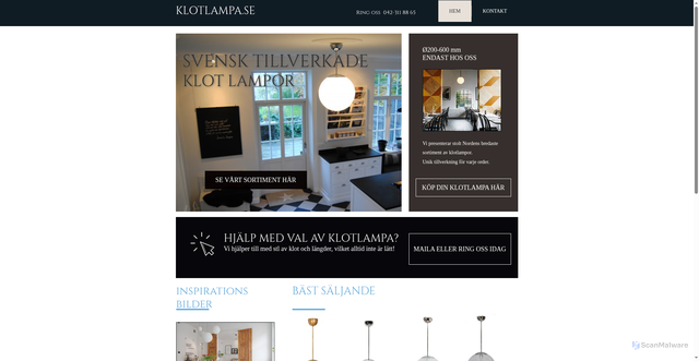 Security scan screenshot of https://klotlampa.se