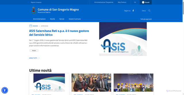 Security scan screenshot of https://www.comune.sangregoriomagno.sa.it