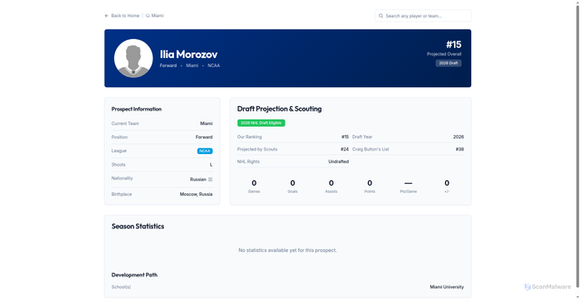 Security scan screenshot of https://bigcelly.com/prospect/ilia-morozov