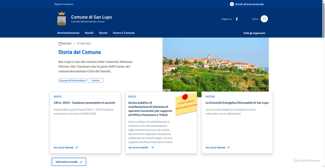 Security scan screenshot of https://www.comune.sanlupo.bn.it/