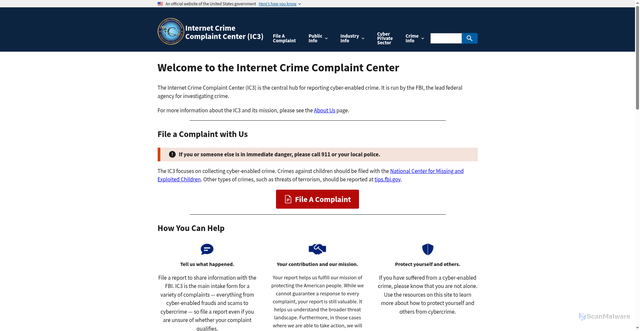 Security scan screenshot of https://www.ic3.gov/