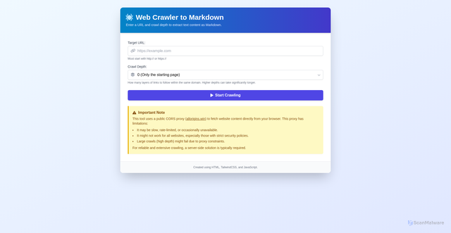 Security scan screenshot of https://webcrawler-md.pages.dev/