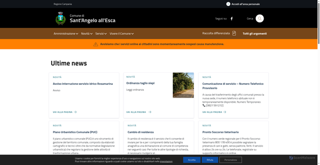 Security scan screenshot of https://www.comune.santangeloallesca.av.it