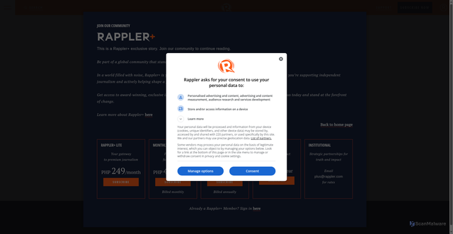 Security scan screenshot of https://www.rappler.com