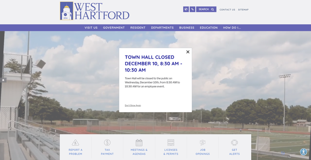 Security scan screenshot of https://www.westhartfordct.gov/