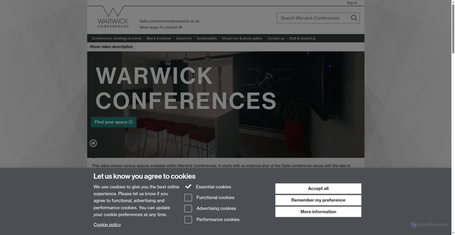Security scan screenshot of https://warwick.ac.uk/services/conferences/