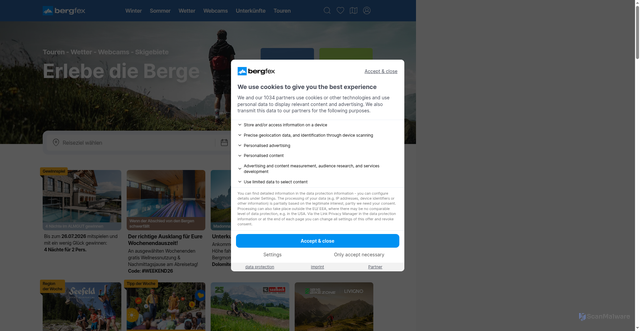 Security scan screenshot of https://bergfex.de