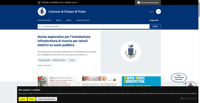 Security scan screenshot of https://www.comune.pasiandiprato.ud.it/