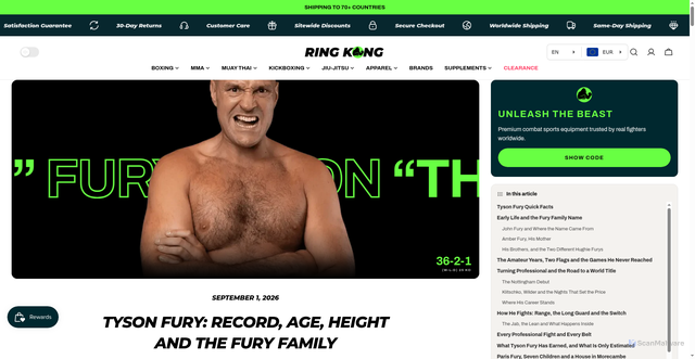 Security scan screenshot of https://ringkong.com/blogs/fighters/tyson-fury?srsltid=AfmBOopeO5cE35spDAIYkINPYyO4zzaldYoHJOS8V2iSLQqC9P1-Ifik