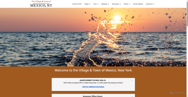 Security scan screenshot of https://townofmexicony.gov/