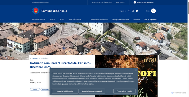 Security scan screenshot of https://www.comune.carisolo.tn.it