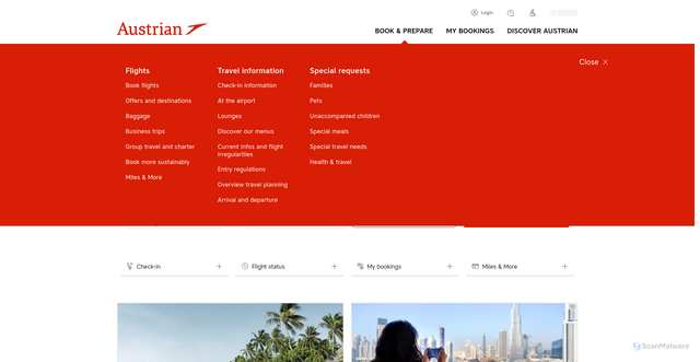 Security scan screenshot of https://www.austrian.com