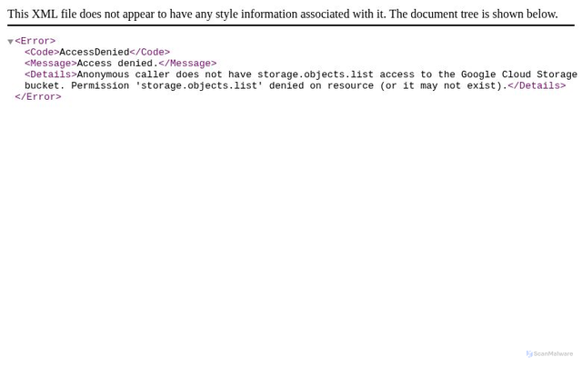 Security scan screenshot of https://op-ue.storage.googleapis.com/