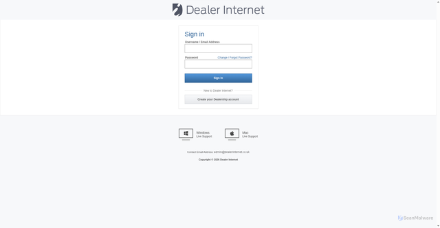 Security scan screenshot of https://www.dealerinternet.co.uk