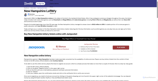 Security scan screenshot of https://www.playusa.com/online-lottery/new-hampshire/