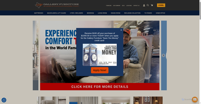 Security scan screenshot of https://www.galleryfurniture.com