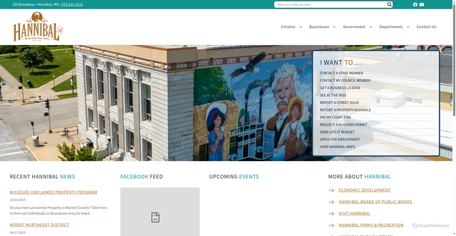 Security scan screenshot of https://hannibal-mo.gov/