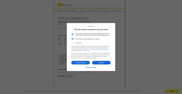 Security scan screenshot of https://ip-lookup.net/