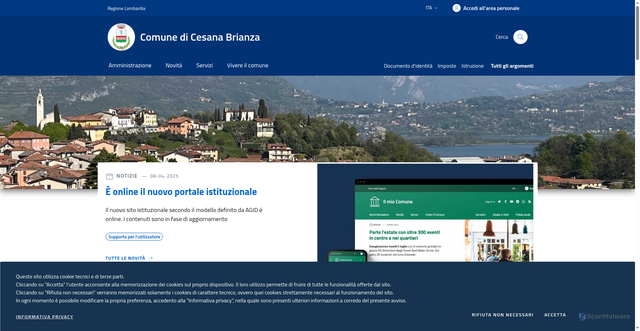 Security scan screenshot of https://www.comune.cesana-brianza.lc.it/