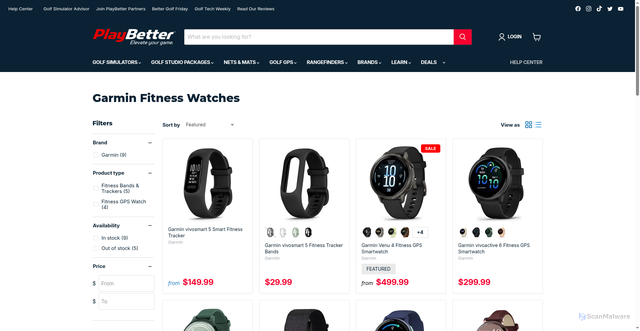 Security scan screenshot of https://www.playbetter.com/collections/garmin-fitness-watches?srsltid=AfmBOor7ERdwS8HIruU2dehoXXDXqs9qkM3NCycbLhs6mlC_daBRVG8Y