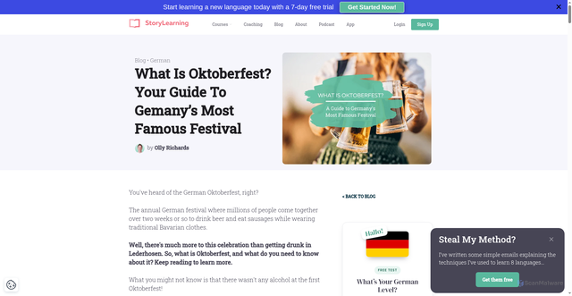 Security scan screenshot of https://storylearning.com/learn/german/german-tips/oktoberfest