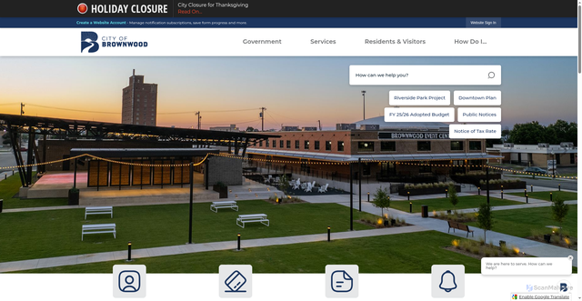 Security scan screenshot of https://brownwoodtexas.gov/