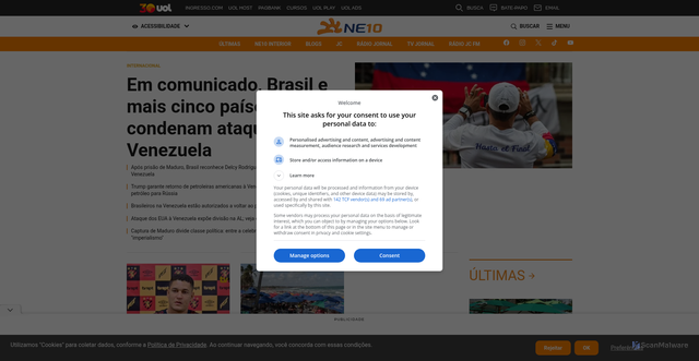 Security scan screenshot of https://ne10.uol.com.br