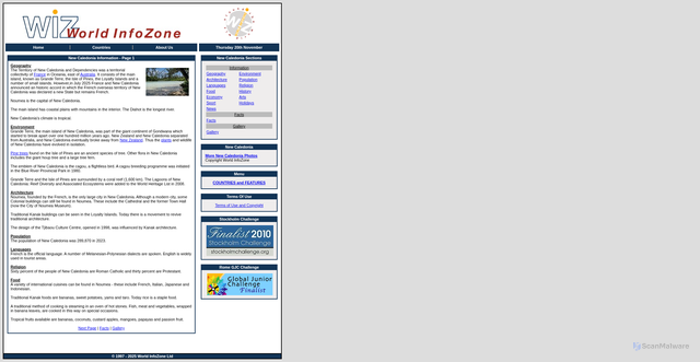 Security scan screenshot of https://www.worldinfozone.com/country.php?country=NewCaledonia