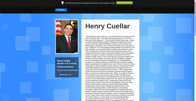 Security scan screenshot of https://henrycuellar.brandyourself.com/