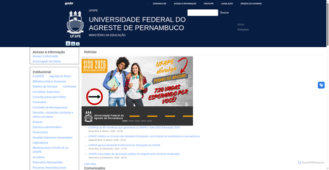 Security scan screenshot of https://ufape.edu.br/