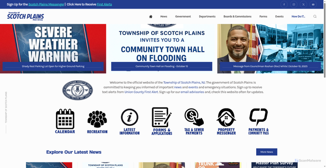 Security scan screenshot of https://scotchplainsnj.gov/