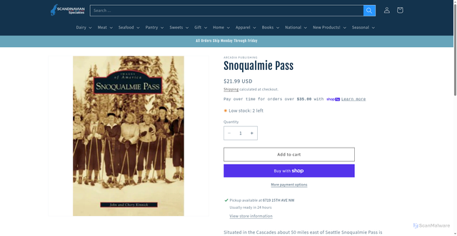 Security scan screenshot of https://www.scanspecialties.com/products/snoqualmie-pass