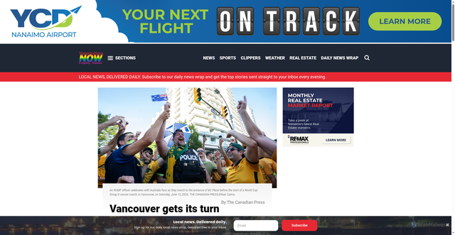 Security scan screenshot of https://nanaimonewsnow.com/2026/06/13/vancouver-gets-its-turn-in-world-cup-spotlight-as-australia-takes-on-turkey-2/