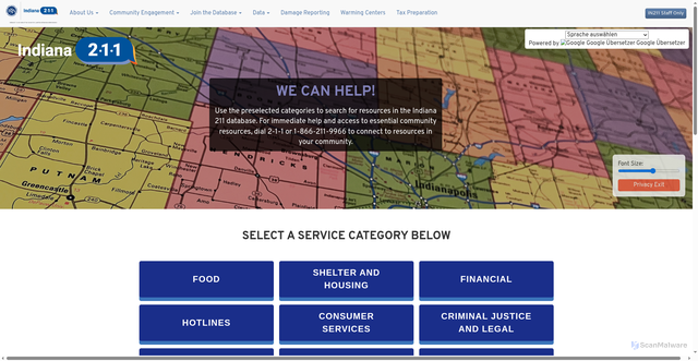 Security scan screenshot of https://in211.communityos.org