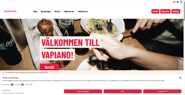 Security scan screenshot of https://vapiano.se