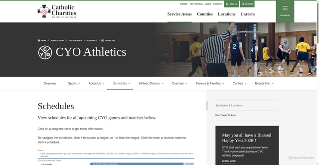 Security scan screenshot of https://www.ccdocle.org/service-areas/cyo-athletics/schedules/schedules-locations